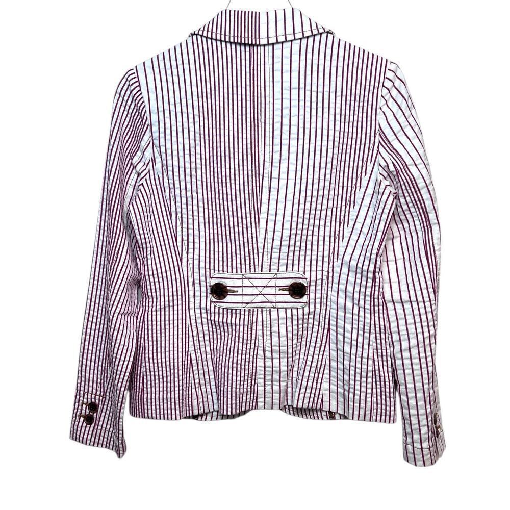 CAbi the Captain’s Jacket Striped Seersucker Blazer in Red & White Women’s Sz. 4 - Picture 3 of 10